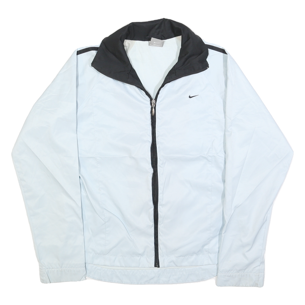 NIKE Womens White & Black Track Jacket S Polyester Blend Lightweight Zip