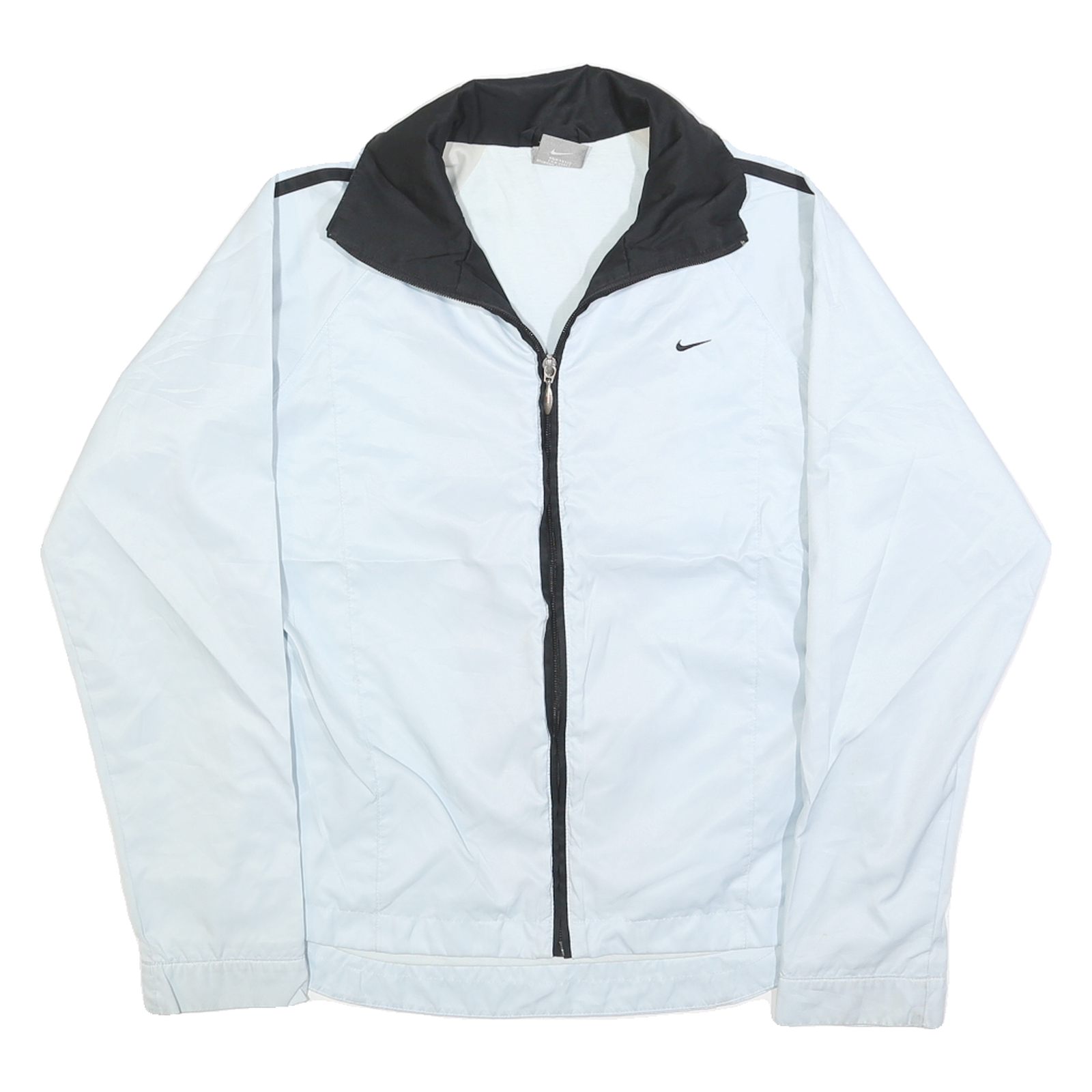 NIKE Womens White & Black Track Jacket S Polyester Blend Lightweight Zip
