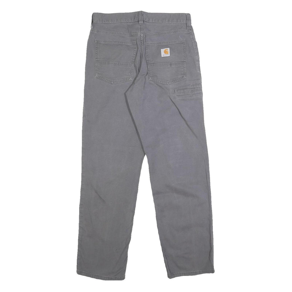 CARHARTT Mens Relaxed Grey Cotton Blend Trousers W30 L29 Workwear Casual Zip