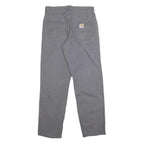 CARHARTT Mens Relaxed Grey Cotton Blend Trousers W30 L29 Workwear Casual Zip