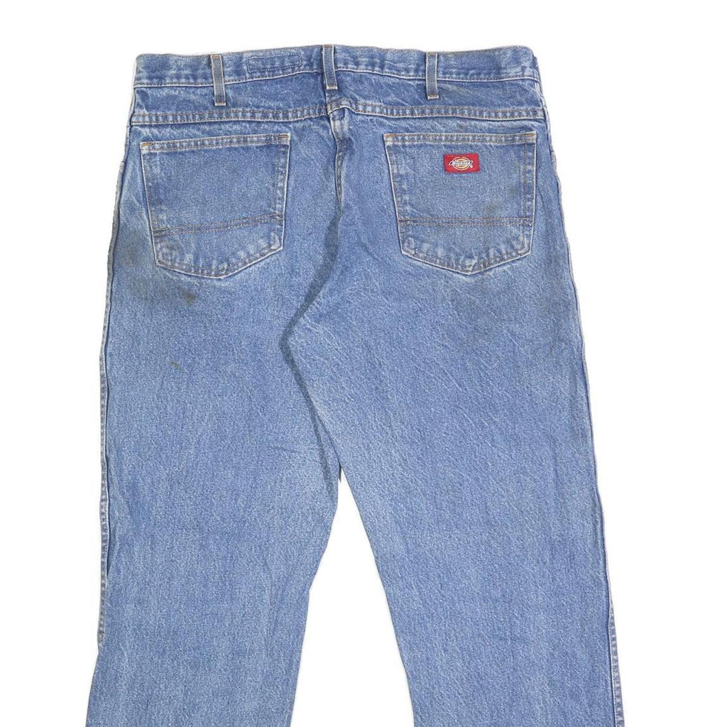 DICKIES Mens Regular Fit Blue Denim Jeans W36 L30 Cotton Blend Zip