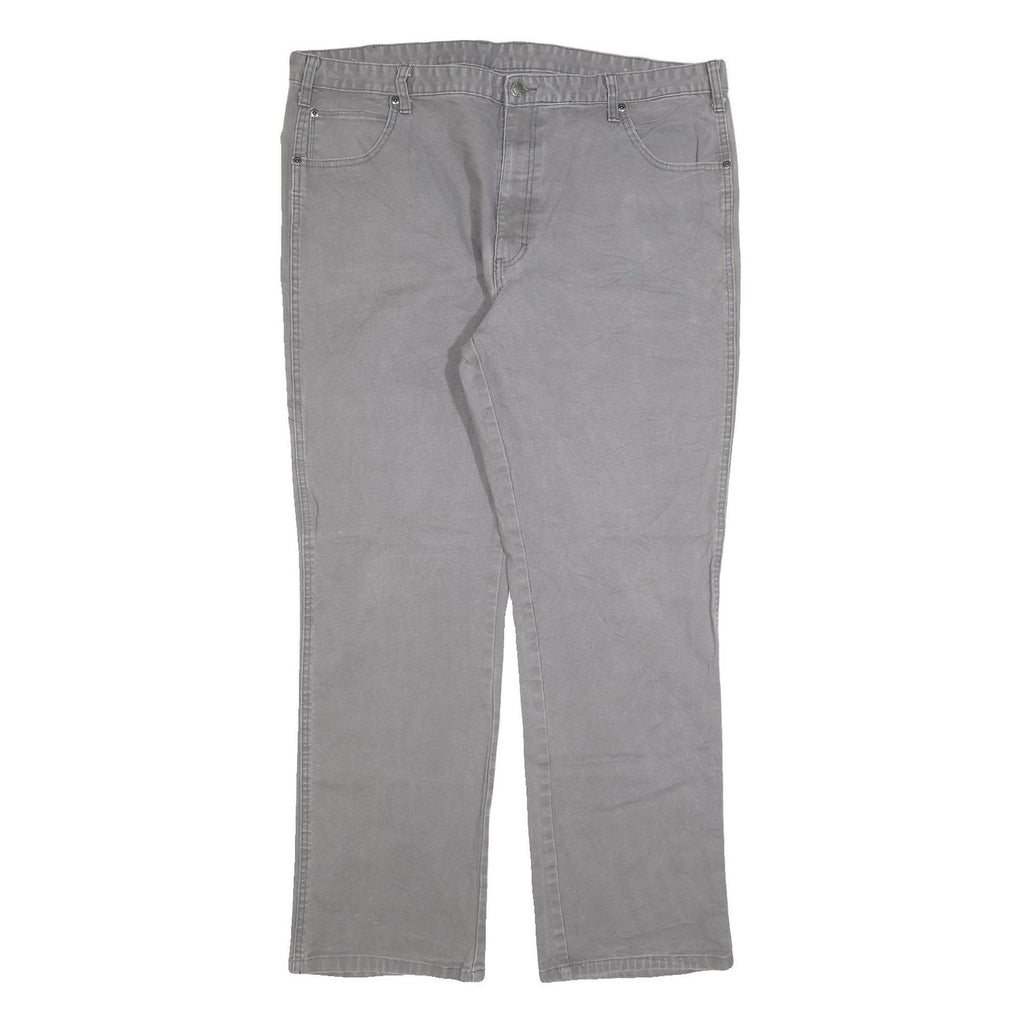 DICKIES Mens Cotton Blend Grey Regular Fit Straight Leg Trousers W40 L32 Casual