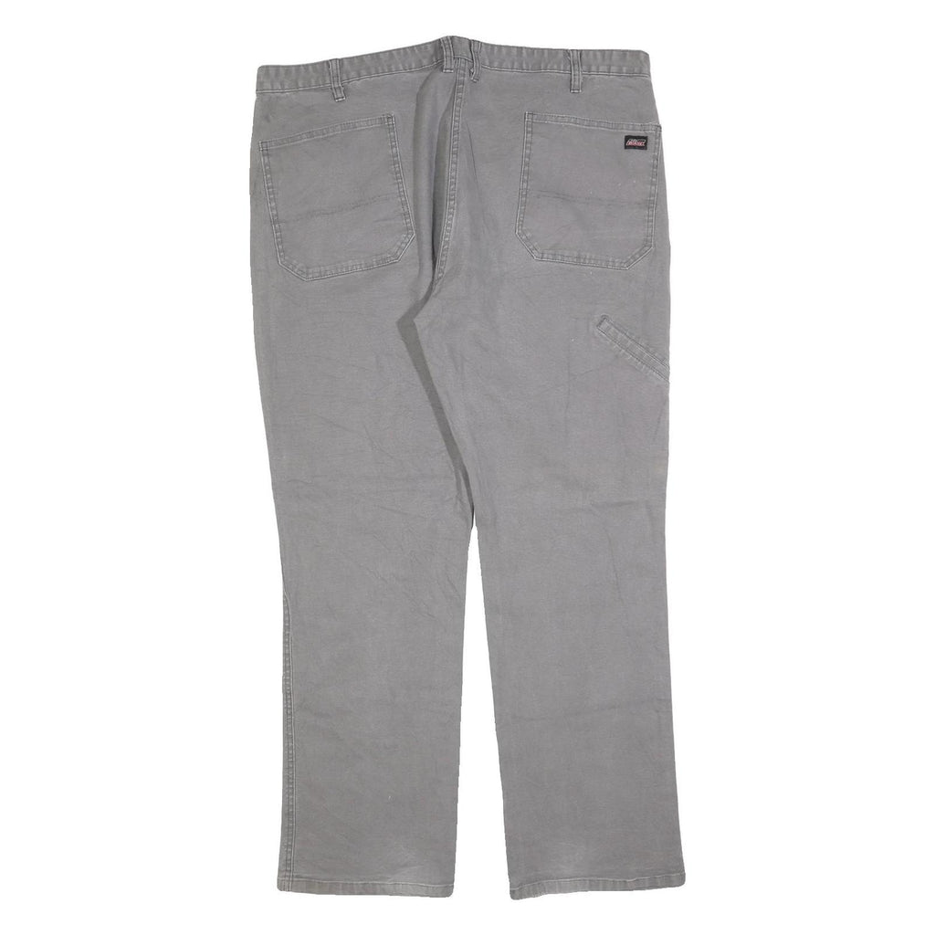 DICKIES Mens Cotton Blend Grey Regular Fit Straight Leg Trousers W40 L32 Casual