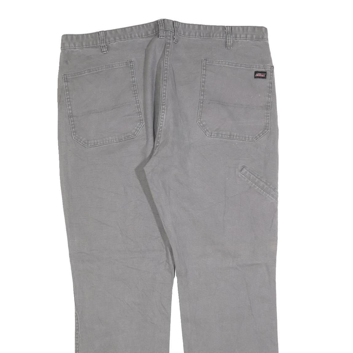 DICKIES Mens Cotton Blend Grey Regular Fit Straight Leg Trousers W40 L32 Casual