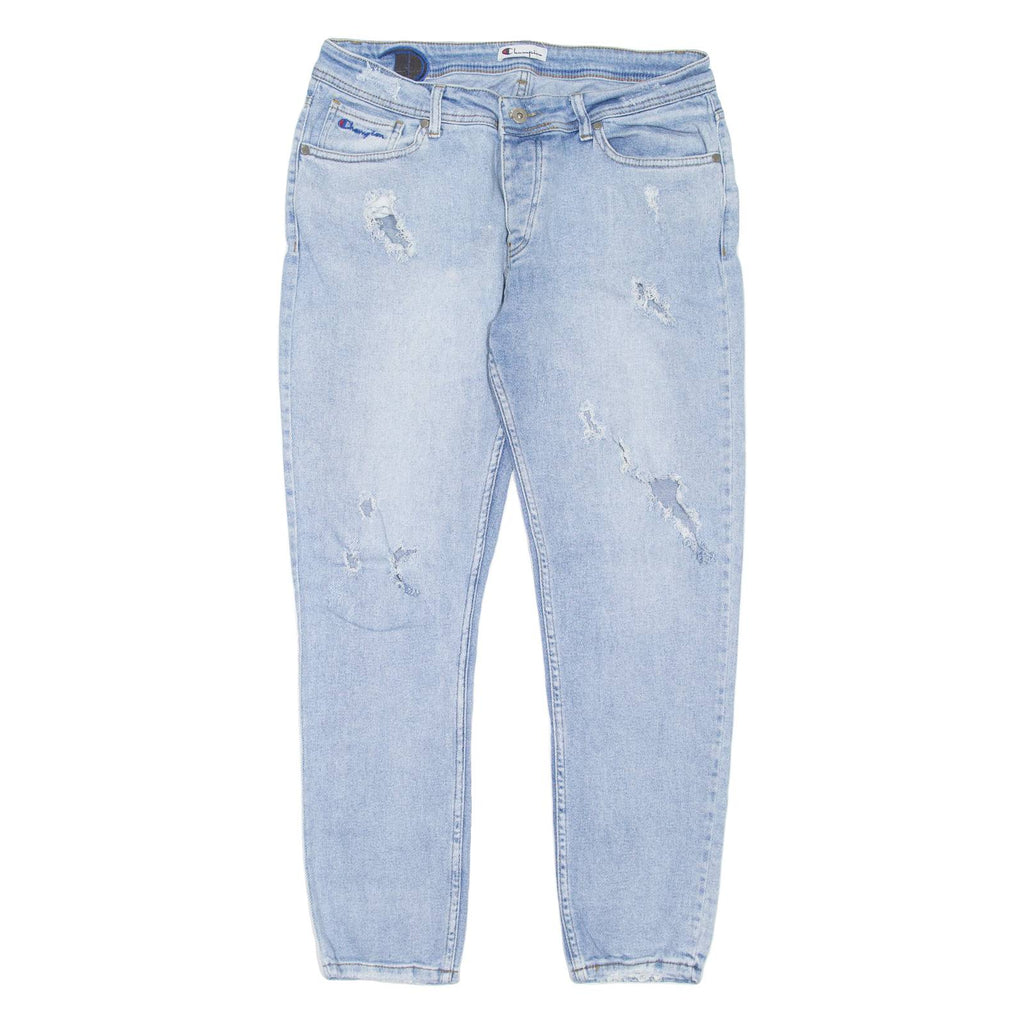 CHAMPION Distressed Womens Jeans Blue Regular Tapered W34 L29