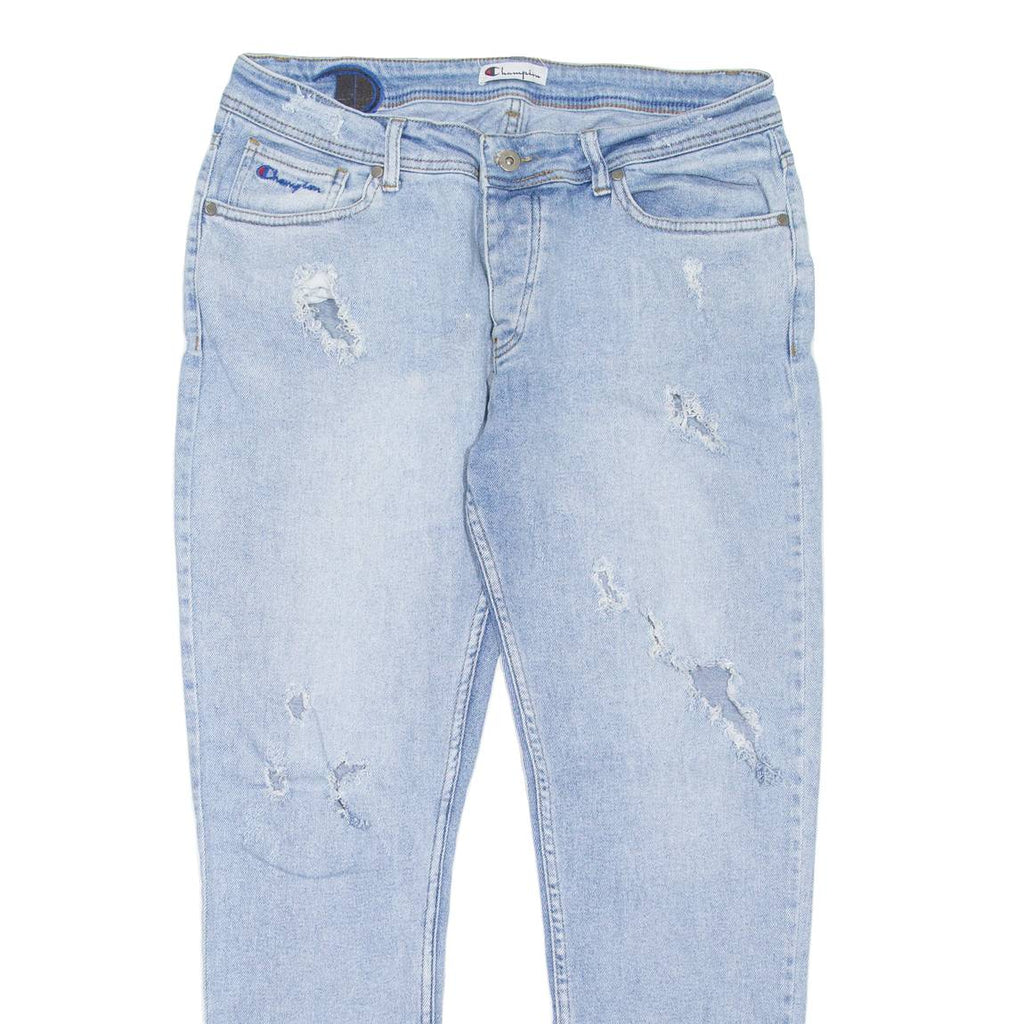 CHAMPION Distressed Womens Jeans Blue Regular Tapered W34 L29