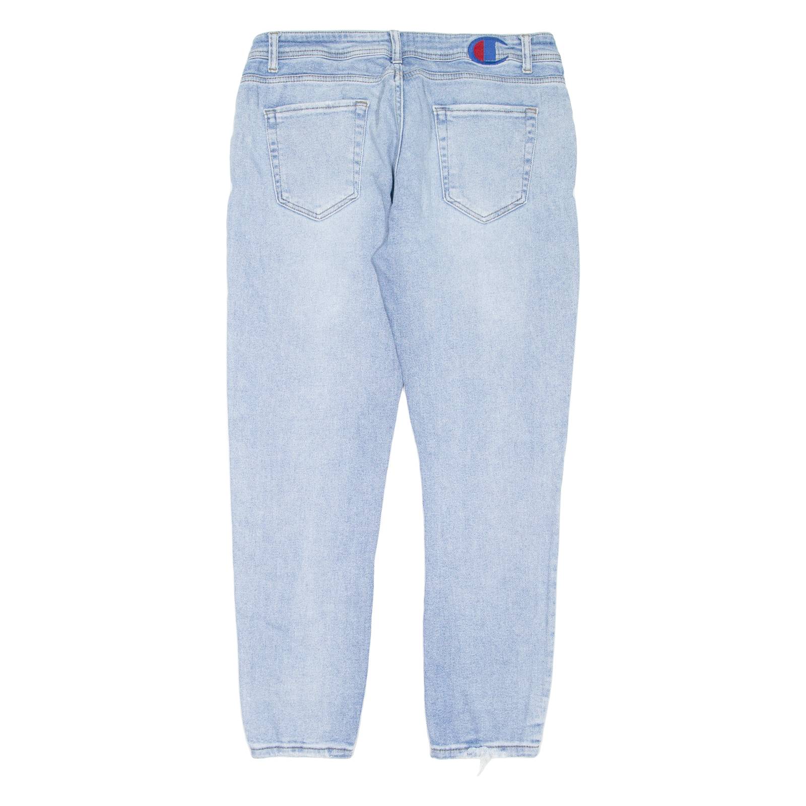 CHAMPION Distressed Womens Jeans Blue Regular Tapered W34 L29
