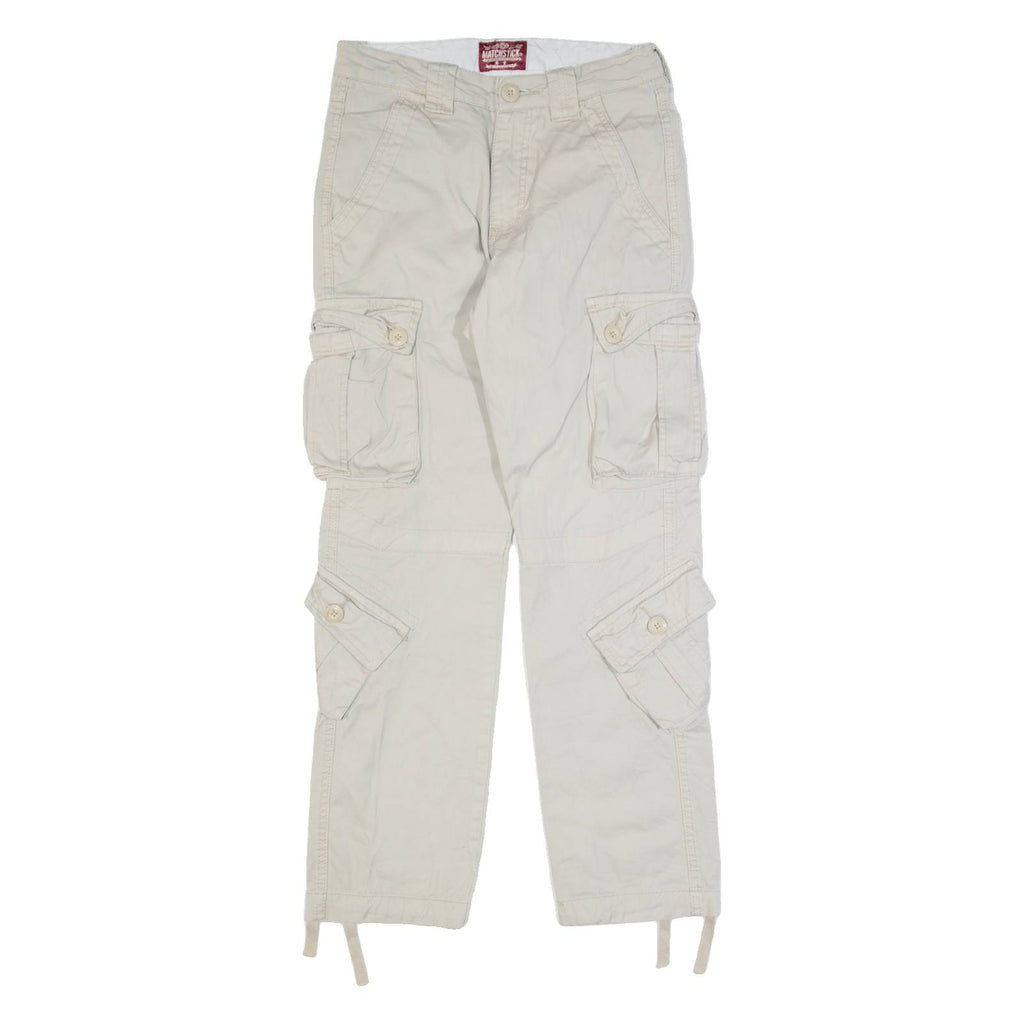 MATCHSTICK Cargo Mens Trousers Beige Regular Tapered W30 L30