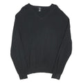 CALVIN KLEIN Mens Black Plain V-Neck Basic Knit XL Cotton Blend Jumper