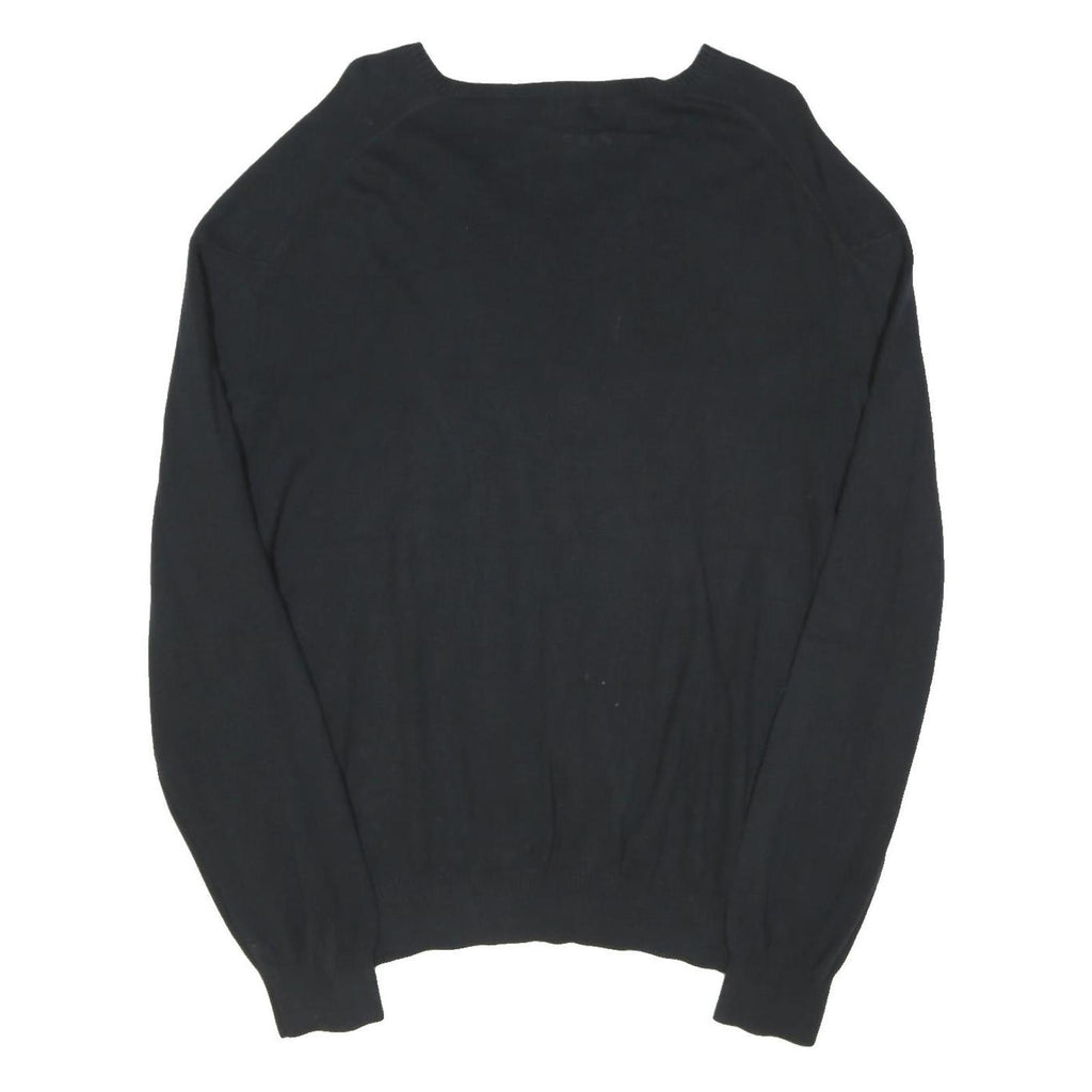 CALVIN KLEIN Mens Black Plain V-Neck Basic Knit XL Cotton Blend Jumper