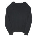 CALVIN KLEIN Mens Black Plain V-Neck Basic Knit XL Cotton Blend Jumper