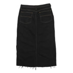 ASOS Womens Black Denim Pencil Knee Length Cotton Blend Skirt UK 14 Raw Hem