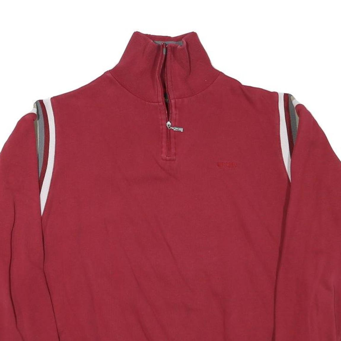 GIN TONIC Mens Red Sweatshirt Half Zip M Casual Cotton Blend Retro Style