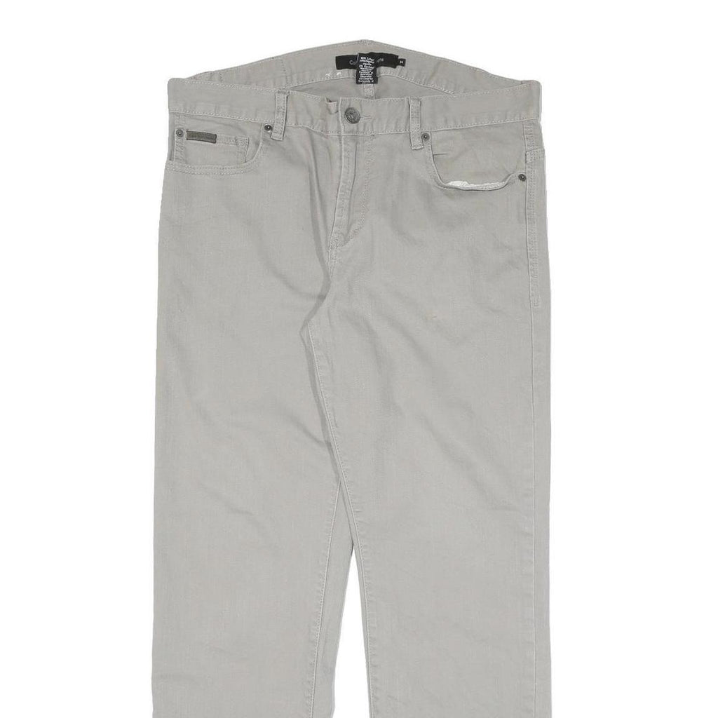 CALVIN KLEIN Mens Cotton Blend Grey Regular Straight Trousers W34 L30 Classic