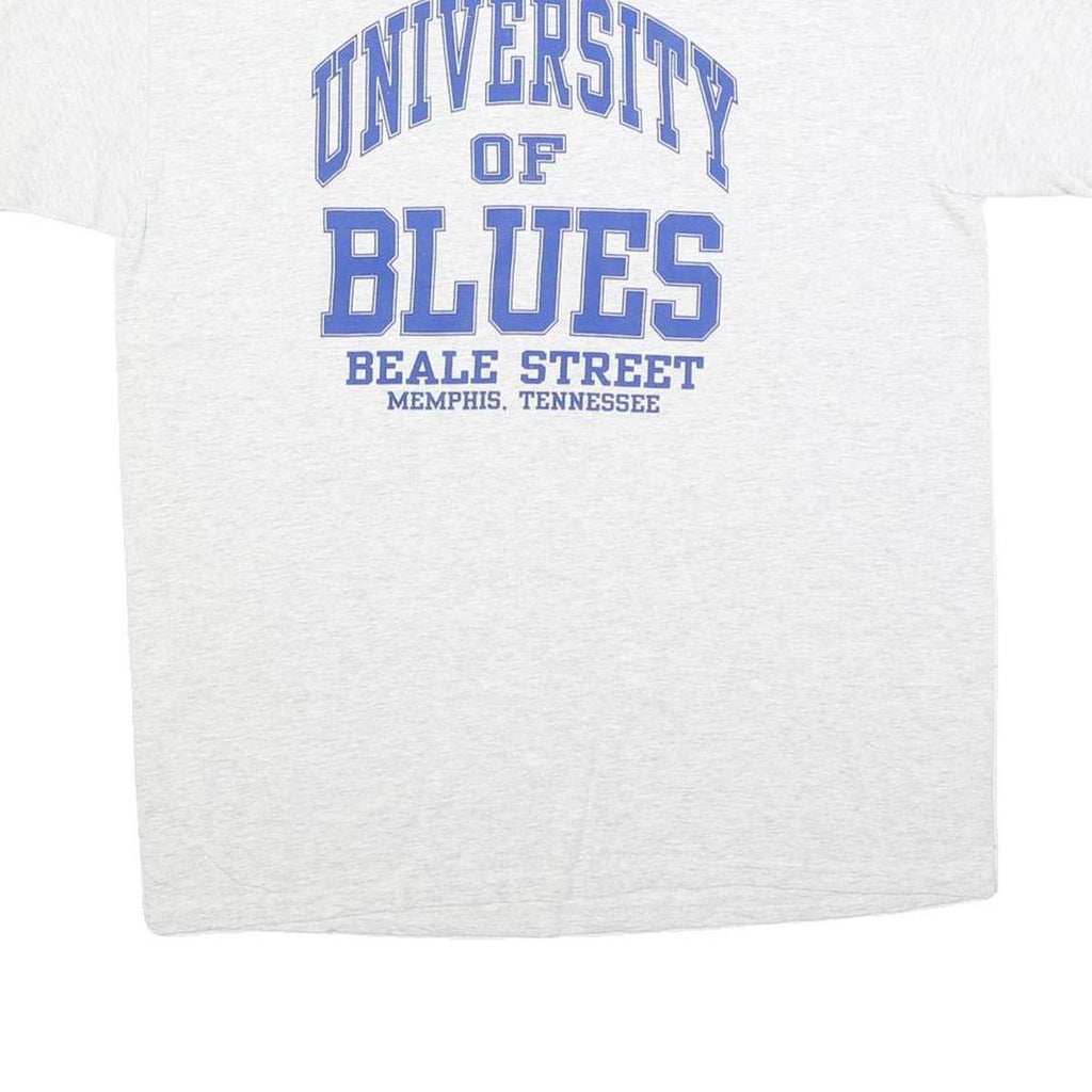 GILDAN Mens White University Of Blues Beale Street Graphic T-Shirt L Short