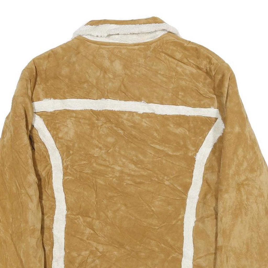 CHE-BELLA Womens Beige Velvet Zip Jacket Plain M Stylish Warm Casual