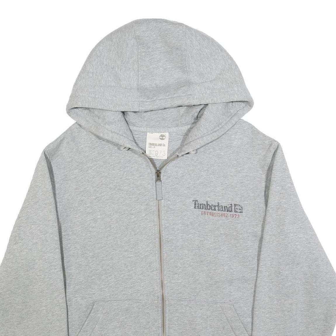 TIMBERLAND Mens Grey Hoodie Cotton Full Zip L Casual Outdoor Sweatshirt