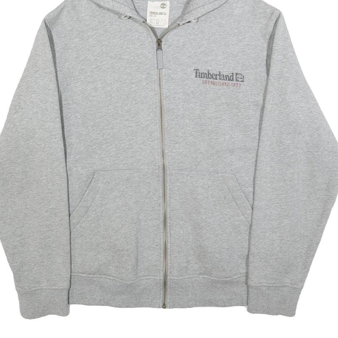TIMBERLAND Mens Grey Hoodie Cotton Full Zip L Casual Outdoor Sweatshirt