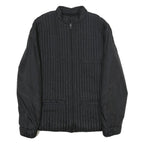 CASSIA Mens Black Quilted Jacket M Woven Zip Up Stylish Casual Outerwear
