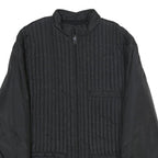 CASSIA Mens Black Quilted Jacket M Woven Zip Up Stylish Casual Outerwear