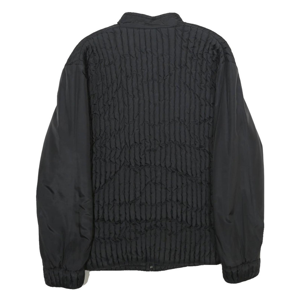 CASSIA Mens Black Quilted Jacket M Woven Zip Up Stylish Casual Outerwear