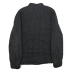 CASSIA Mens Black Quilted Jacket M Woven Zip Up Stylish Casual Outerwear