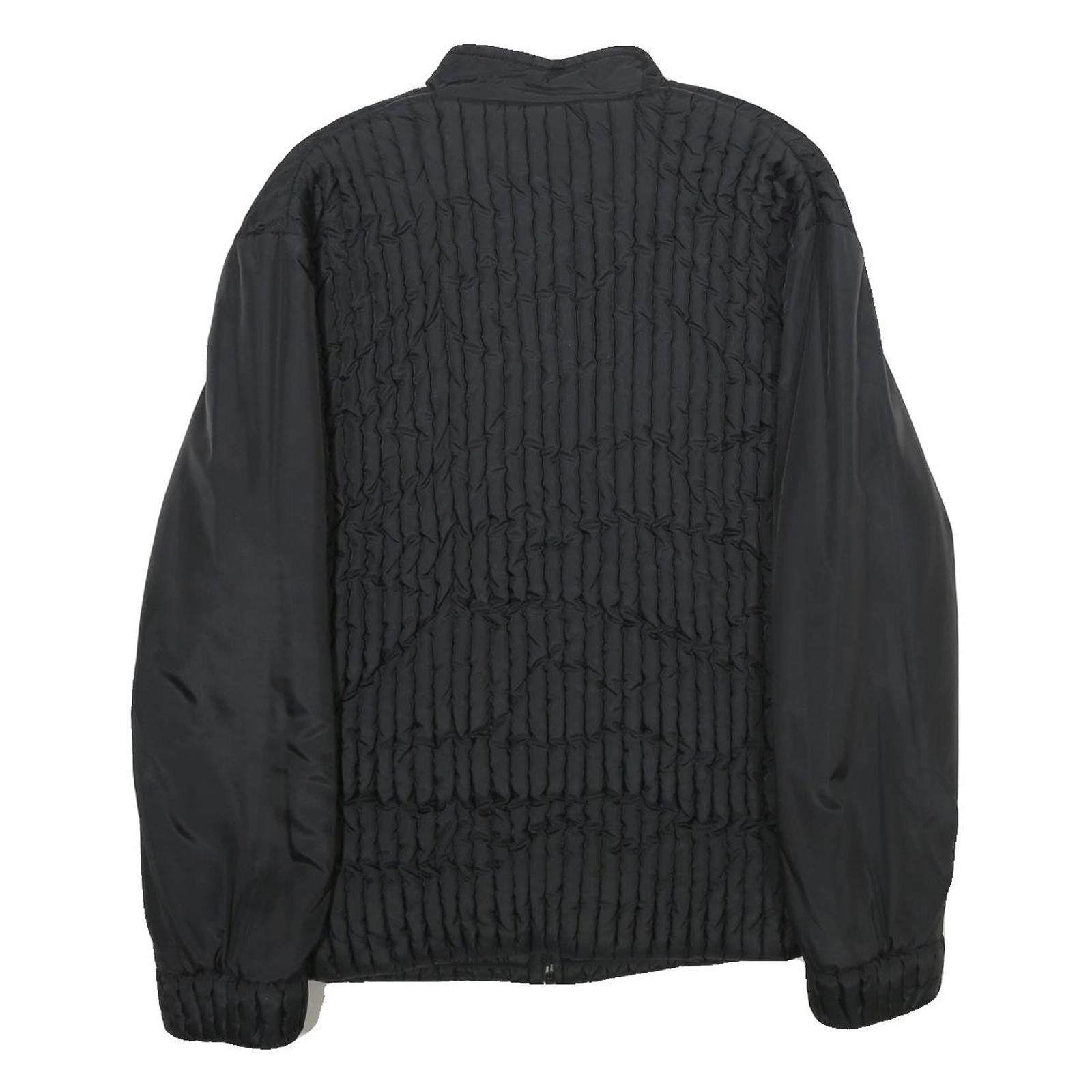 CASSIA Mens Black Quilted Jacket M Woven Zip Up Stylish Casual Outerwear