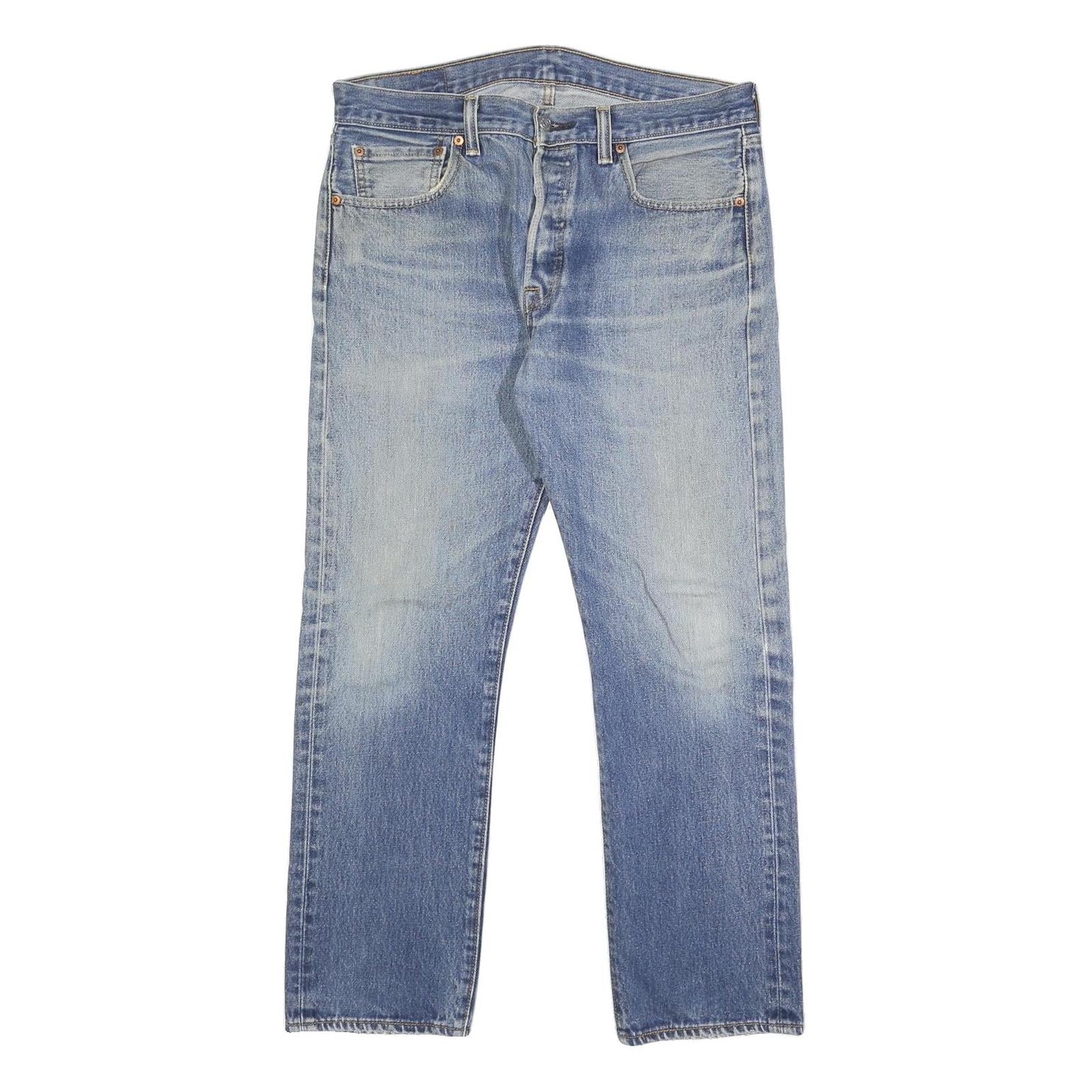 LEVI'S 501 Mens Jeans Blue Regular Straight Denim Medium W33 L30 Classic Button