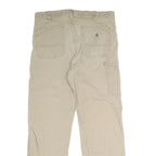 CARHARTT Mens Cotton Blend Beige Regular Fit Straight Leg Trousers W34 L28