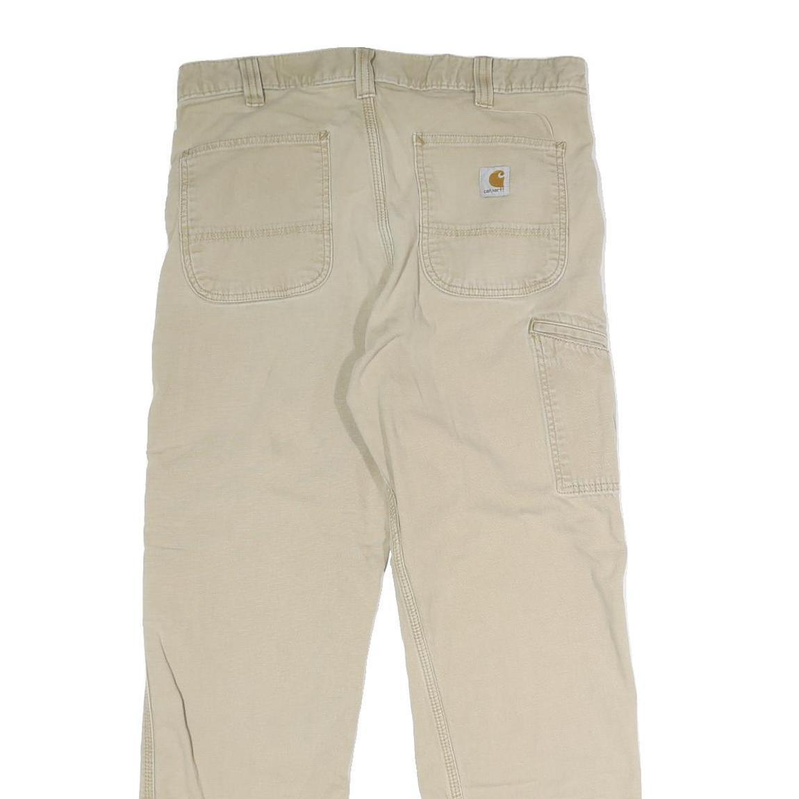 CARHARTT Mens Cotton Blend Beige Regular Fit Straight Leg Trousers W34 L28