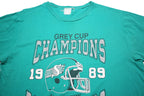 Mens Blue Grey Cup Champions 1989 Saskatchewan Roughriders Graphic T-Shirt L