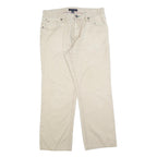TOMMY HILFIGER Mens Beige Regular Fit Straight Leg Trousers W34 L30 Cotton Blend