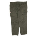 HUBERTUS Mens Cotton Blend Relaxed Green Cargo Trousers W44 L32 Zip Pocket