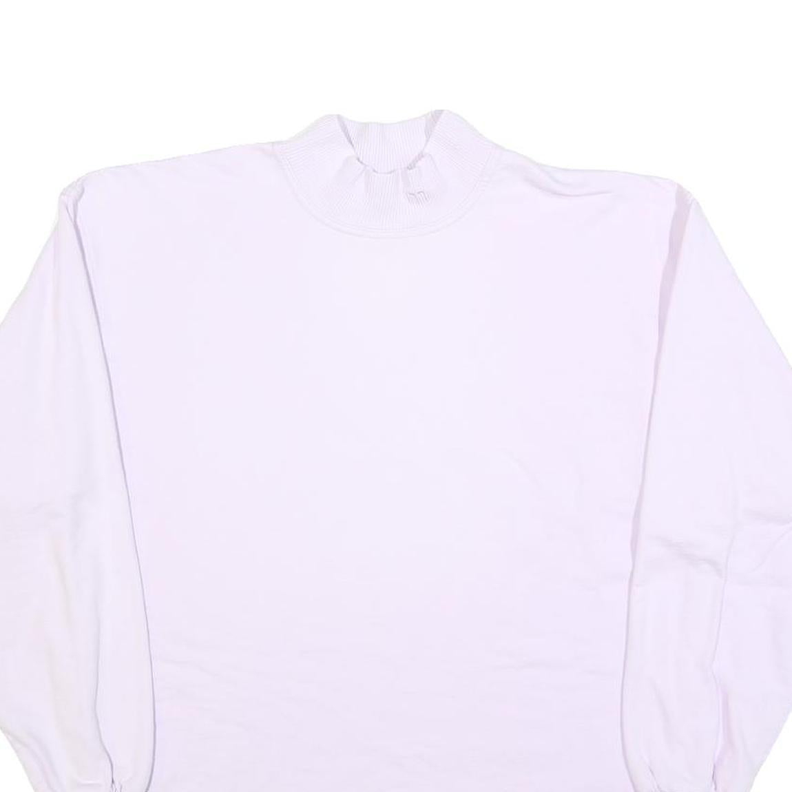 MASER Womens White Cotton Blend Pullover Sweatshirt M High Neck Long Sleeve