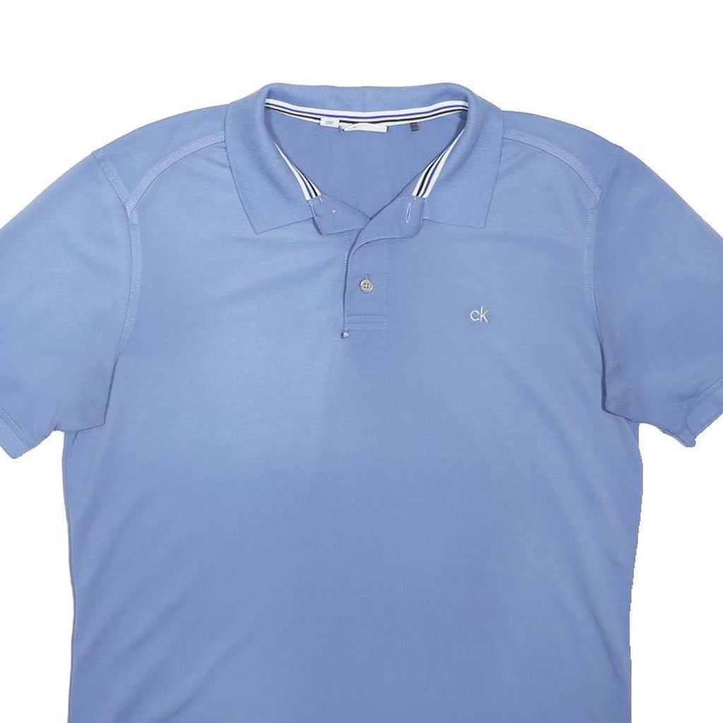 CALVIN KLEIN GOLF Mens Blue Short Sleeve Polo Shirt M Cotton Blend Casual