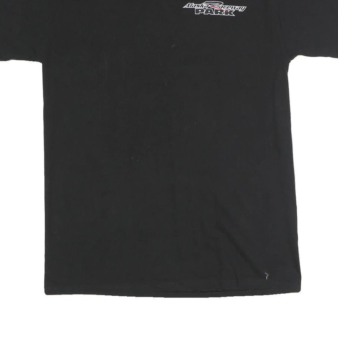 HANES Mens Black Alaska Raceway Park Graphic T-Shirt M Crew Neck Short Sleeve