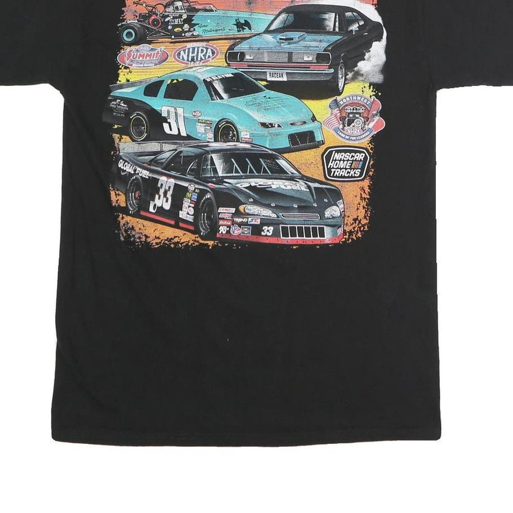 HANES Mens Black Alaska Raceway Park Graphic T-Shirt M Crew Neck Short Sleeve