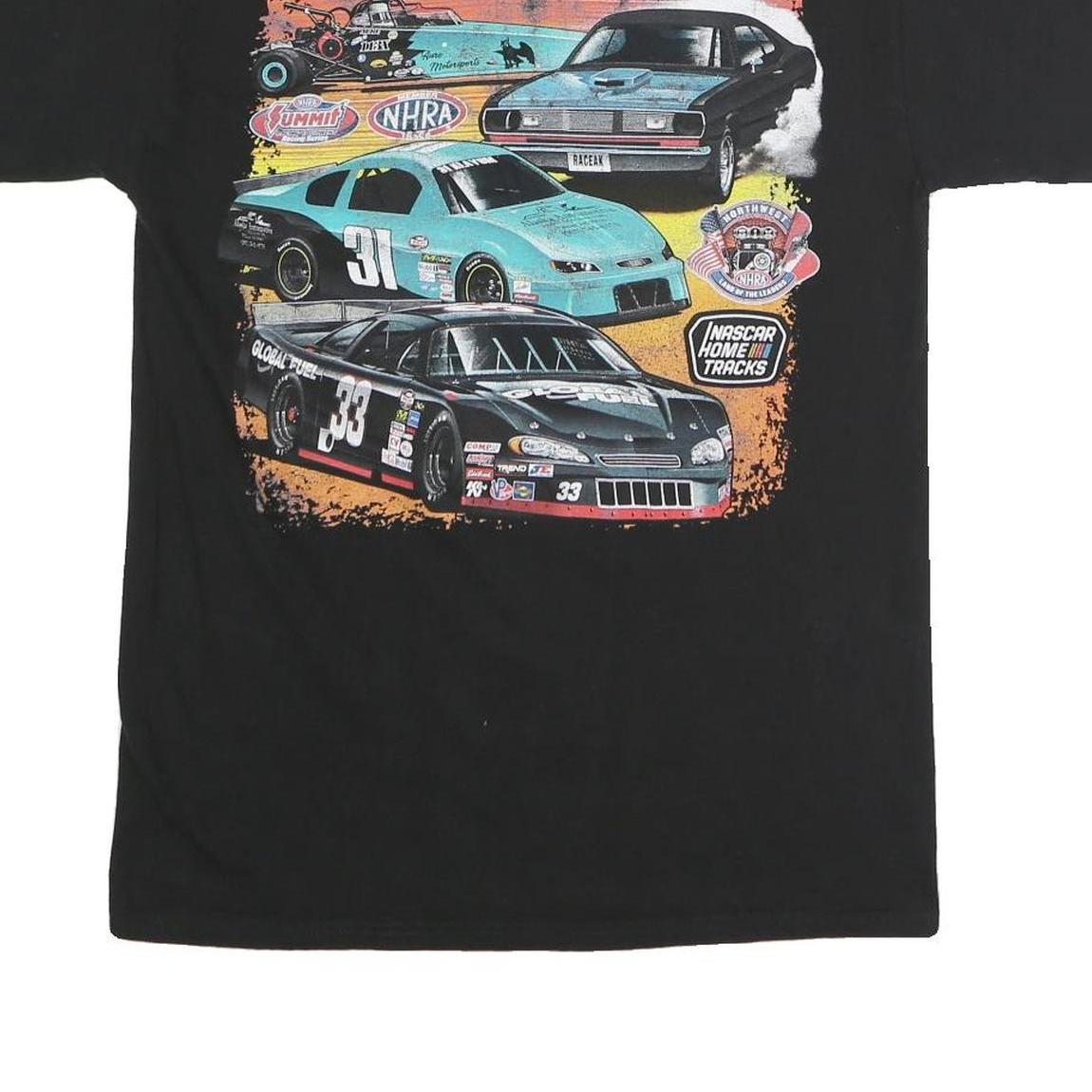 HANES Mens Black Alaska Raceway Park Graphic T-Shirt M Crew Neck Short Sleeve