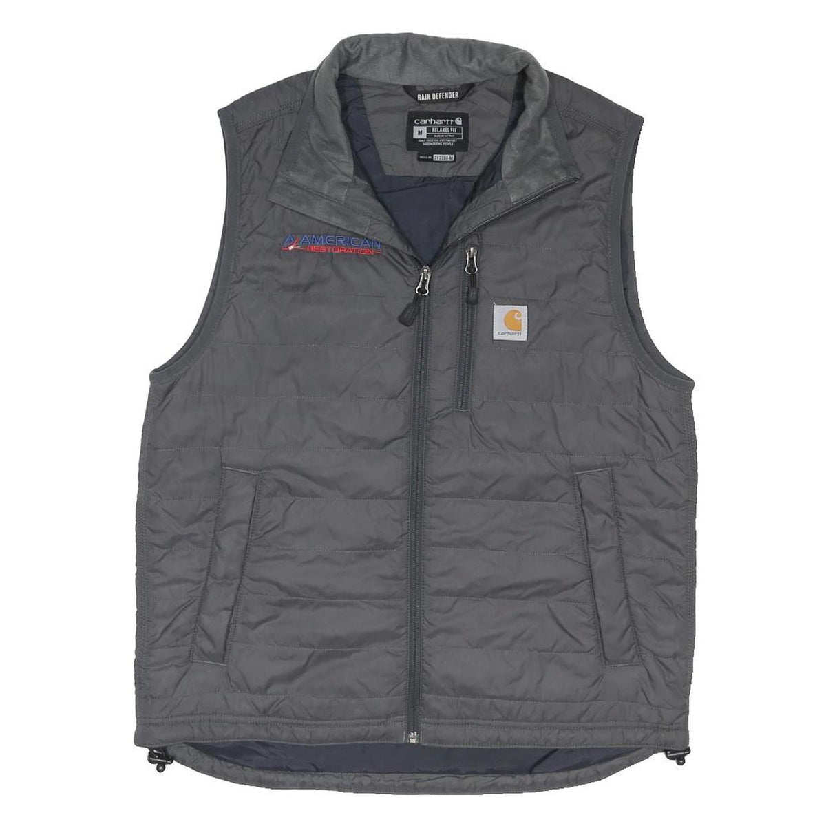 CARHARTT Mens Grey Workwear Gilet M Polyester Blend Quilted Zip Up Vest