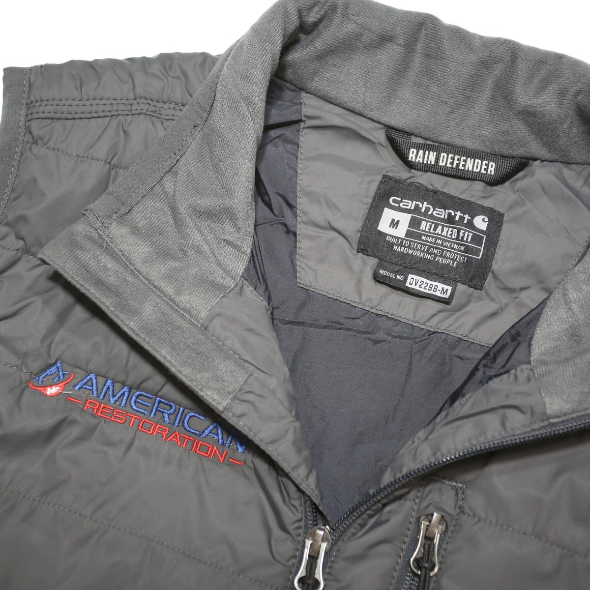 CARHARTT Mens Grey Workwear Gilet M Polyester Blend Quilted Zip Up Vest