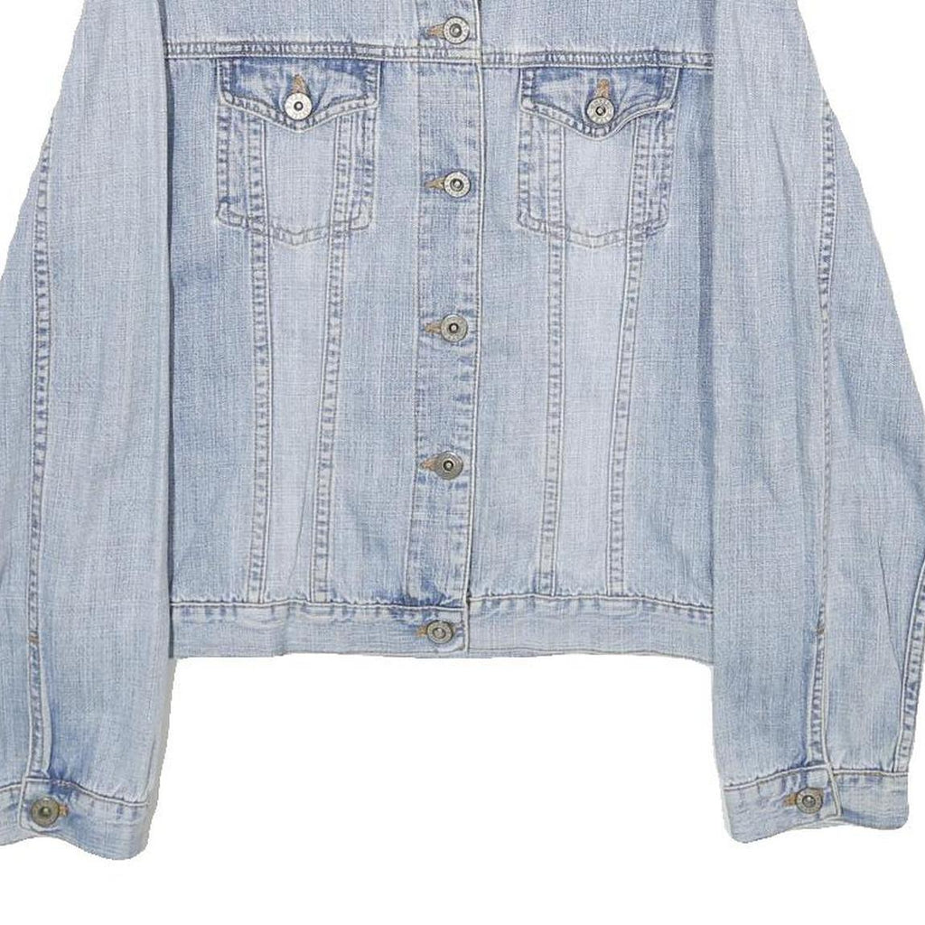 RIVER ISLAND Womens Blue Denim Cotton Button Jacket L Casual Classic Plain