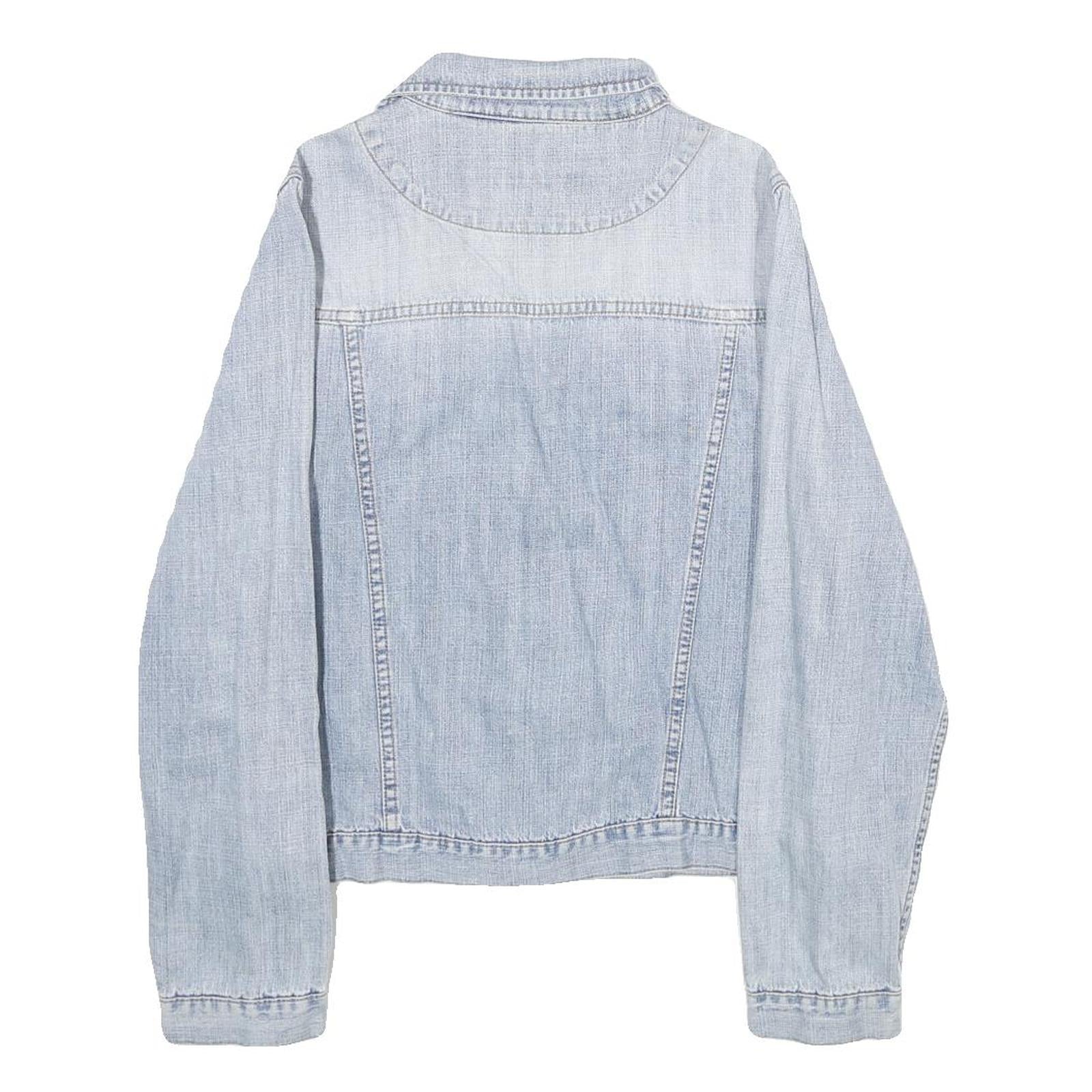 RIVER ISLAND Womens Blue Denim Cotton Button Jacket L Casual Classic Plain