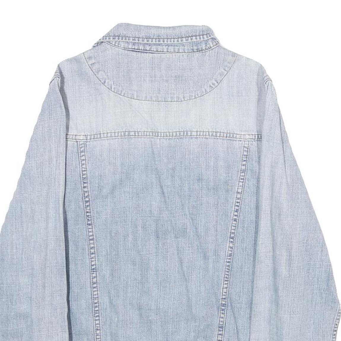 RIVER ISLAND Womens Blue Denim Cotton Button Jacket L Casual Classic Plain