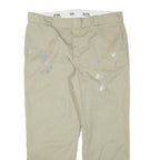 DICKIES Mens Cotton Blend Beige Regular Fit Straight Trousers W38 L28 Workwear