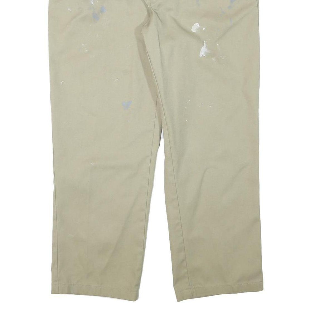 DICKIES Mens Cotton Blend Beige Regular Fit Straight Trousers W38 L28 Workwear