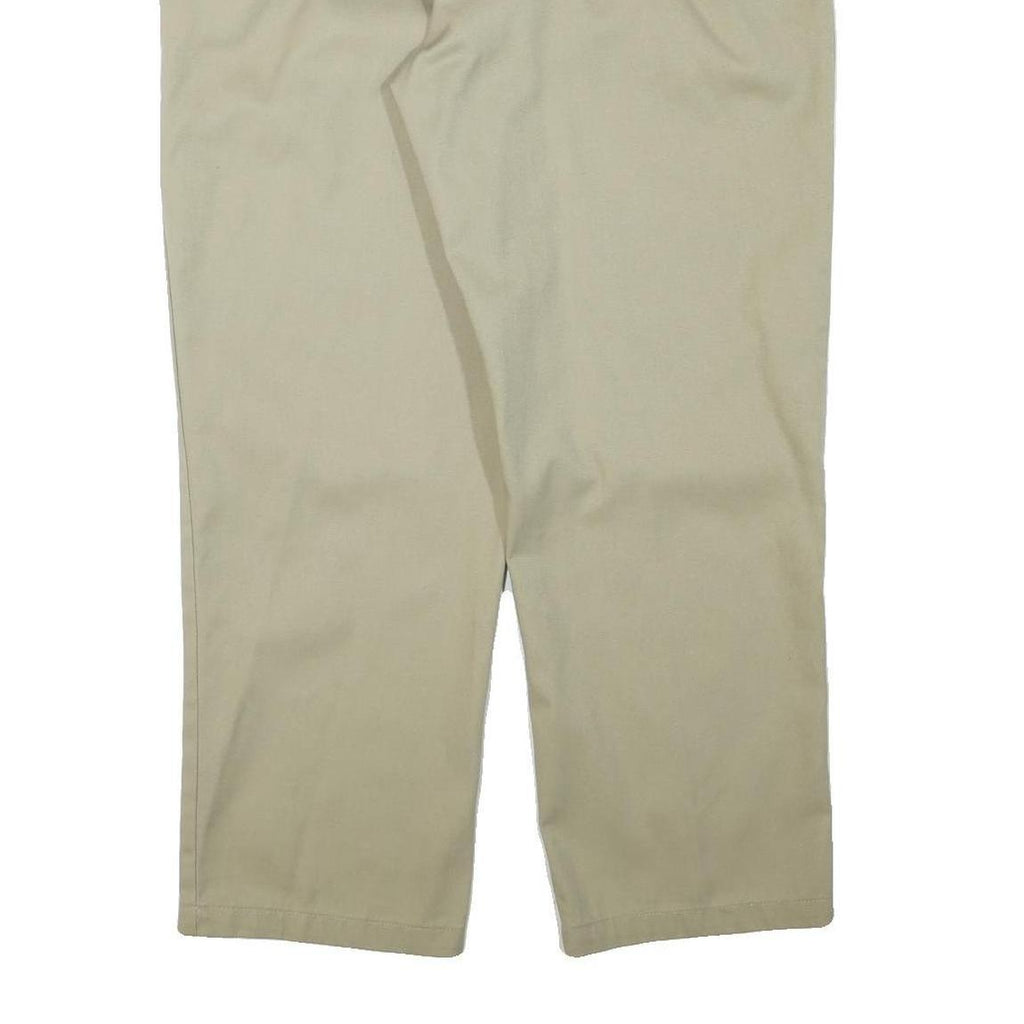 DICKIES Mens Cotton Blend Beige Regular Fit Straight Trousers W38 L28 Workwear