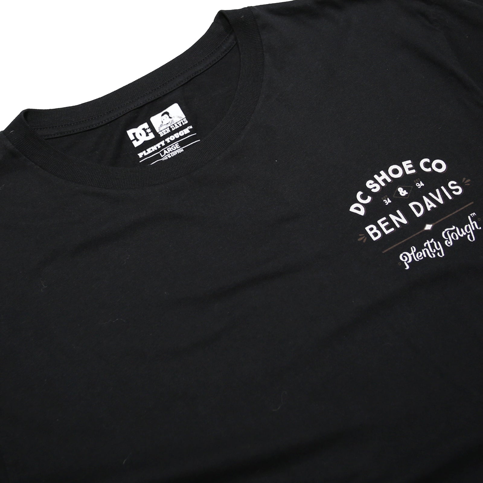 DC SHOES Mens Black Ben Davis Graphic T-Shirt L Short Sleeve Crew Neck Cotton
