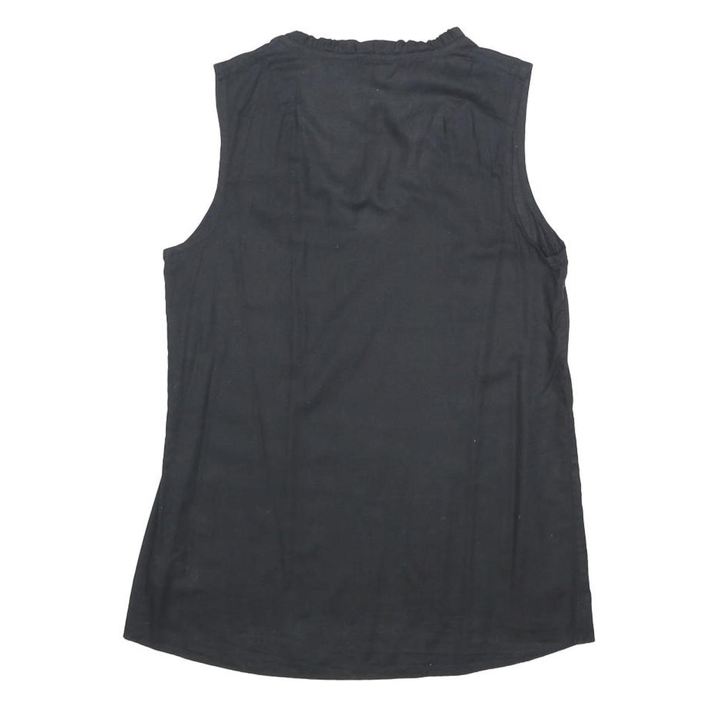 ARMANI EXCHANGE Womens Black Sleeveless V-Neck Top S Button Detail