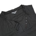 ARMANI EXCHANGE Womens Black Sleeveless V-Neck Top S Button Detail