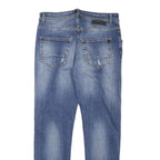 ICEBERG Womens Slim Blue Denim Stone Wash Jeans W28 L27 Distressed Zip